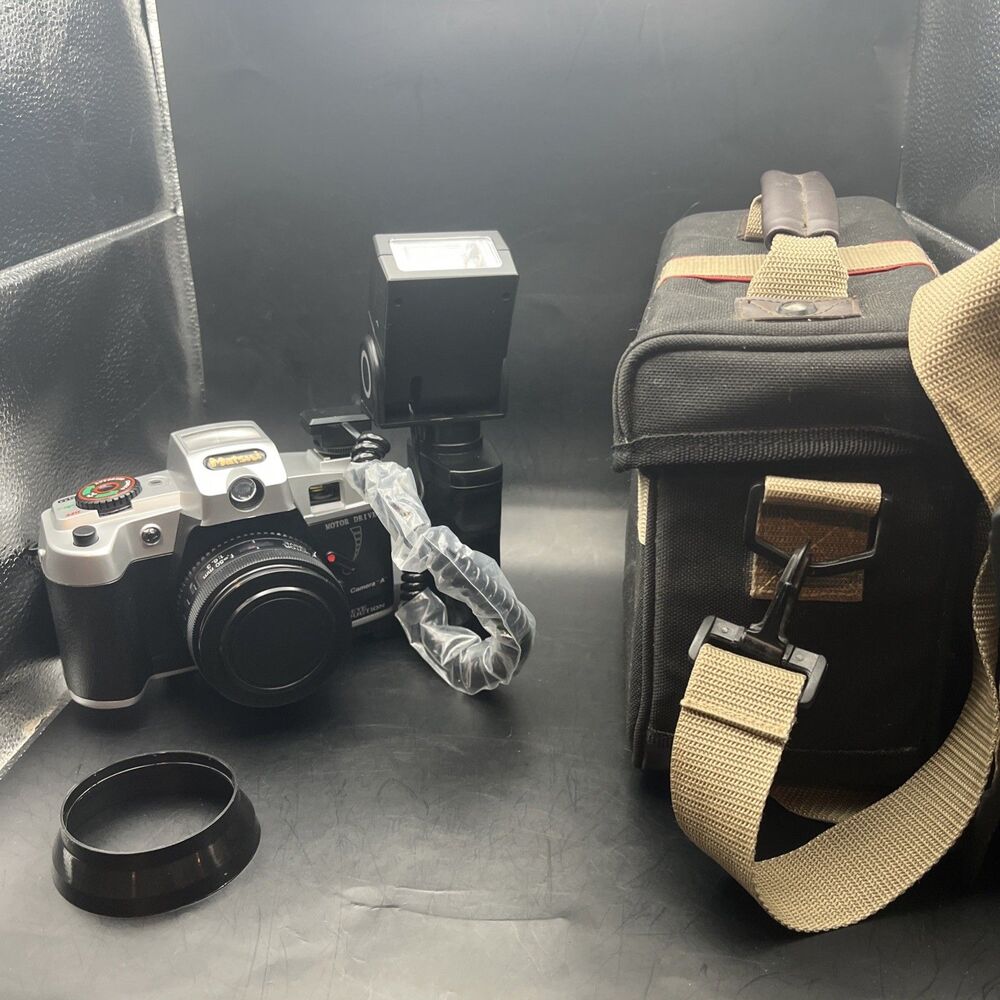 Vintage Mitsuba TC-5000D 35mm Film Camera + Motor Drive 50mm F/6.3 Lens + Case!